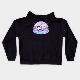 Holographic Otter Pastel Goth Kawaii Cute Chibi Pink Kids Hoodie